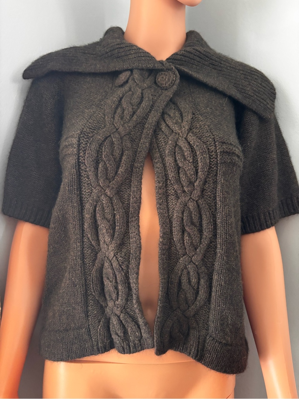 Merona Dark Brown Cable-Knit Short Sleeve Sweater Shrug